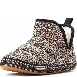 NEW VARIATIONS women's warm and comfortable bootie slippers in leopard crius